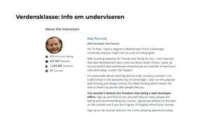 Verdensklasse: Info om underviseren
 