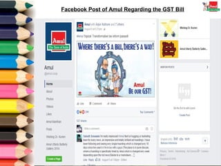 Facebook Post of Amul Regarding the GST Bill
 