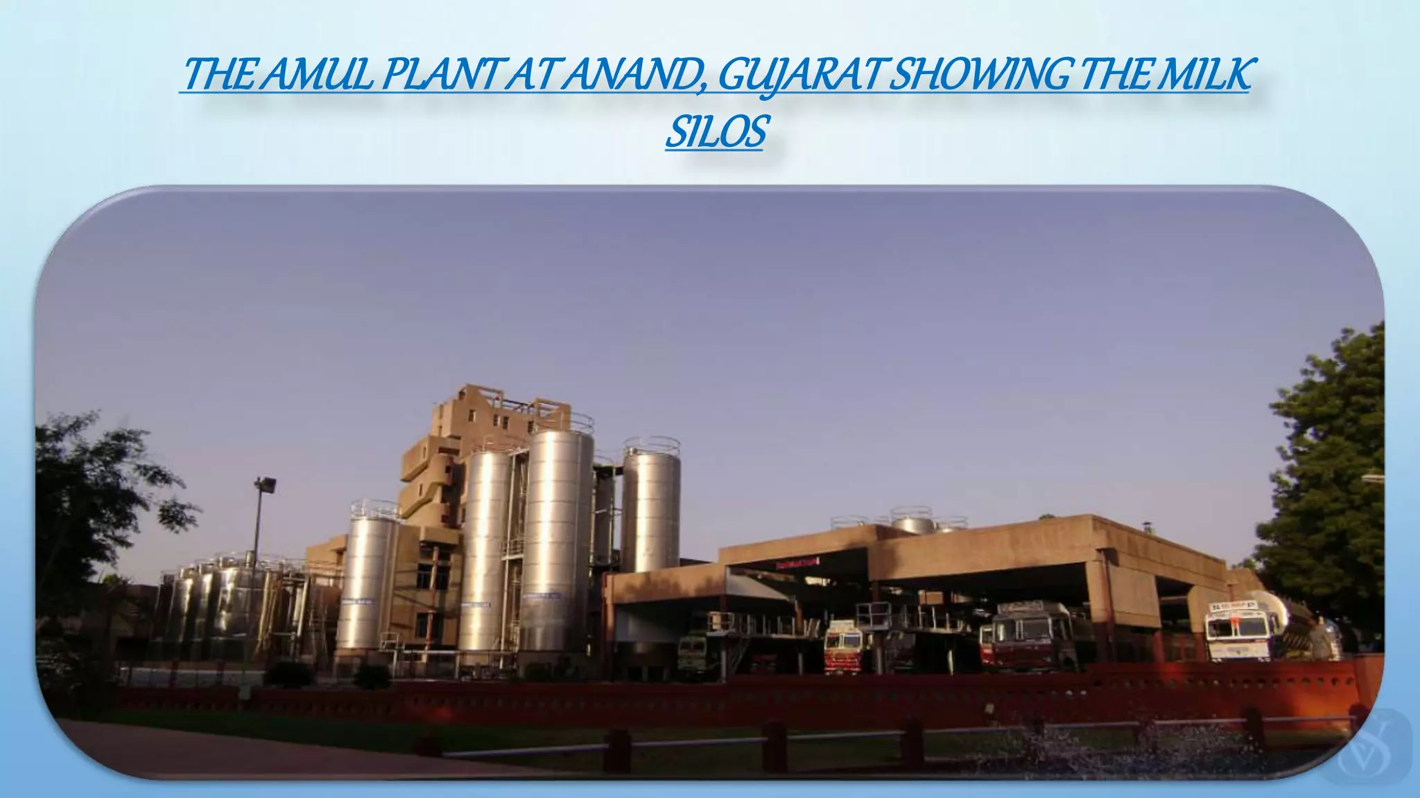 THEAMULPLANTATANAND,GUJARATSHOWINGTHEMILK
SILOS
 