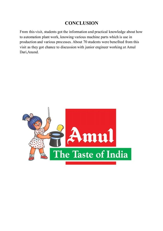 industrial visit report on amul dairy
