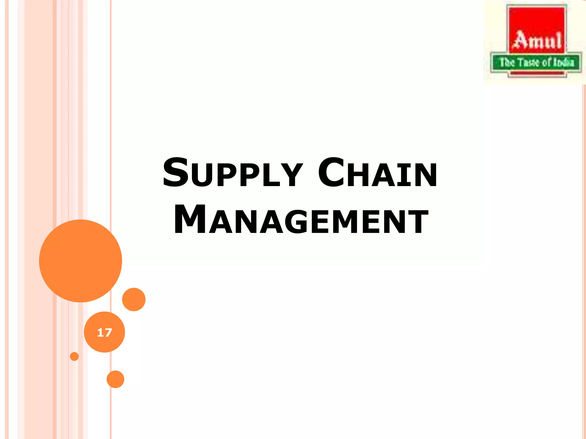 SUPPLY CHAIN
MANAGEMENT
17
 
