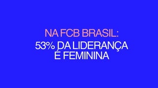 NAFCB BRASIL:
53% DALIDERANÇA
É FEMININA