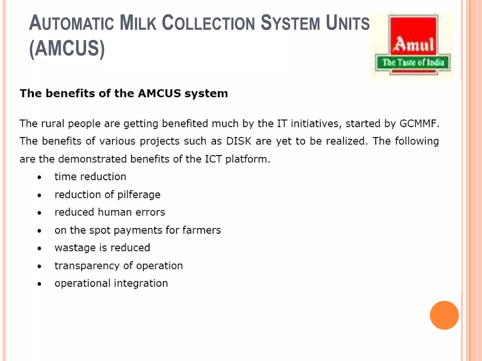 Automatic Milk Collection System Units (AMCUS)