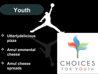 YouthYouth
 Utterlydelicious
pizza
 Amul emmental
cheese
 Amul cheese
spreads 22
 