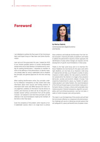 Short Foreword A multi-dimensional approach to disinformation | PDF
