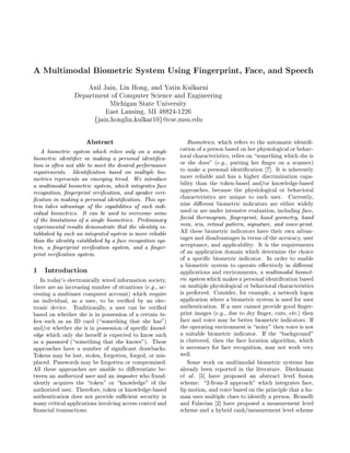 A multi modal biometric system using fingerprint , face and speech | PDF