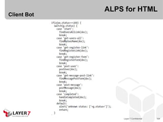 ALPS for HTML
Client Bot




                 Layer 7 Confidential   104
 