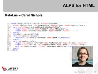 ALPS for HTML

Rstat.us – Carol Nichols




                               Layer 7 Confidential   108
 