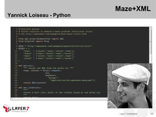 Maze+XML
Yannick Loiseau - Python




                            Layer 7 Confidential   35
 