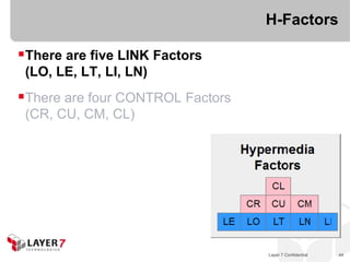 H-Factors

There are five LINK Factors
 (LO, LE, LT, LI, LN)
There are four CONTROL Factors
 (CR, CU, CM, CL)




                                  Layer 7 Confidential   44
 
