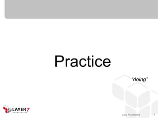 Practice
                     “doing”




           Layer 7 Confidential   7
 