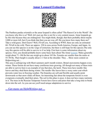 Amur Leopard Extinction | PDF