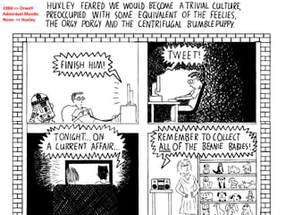 1984:=> Orwell
Admirável Mundo
Novo: => Huxley
 