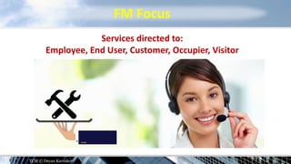 FM Focus
Services directed to:
Employee, End User, Customer, Occupier, Visitor
TCM © Deyan Kavrakov
 