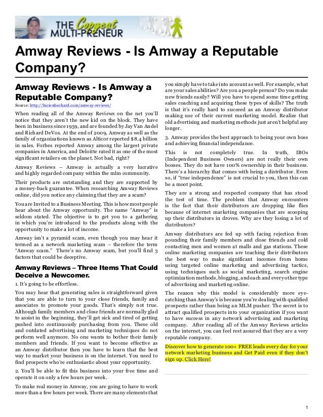 Amway Reviews Is Amway a Reputable Company?
