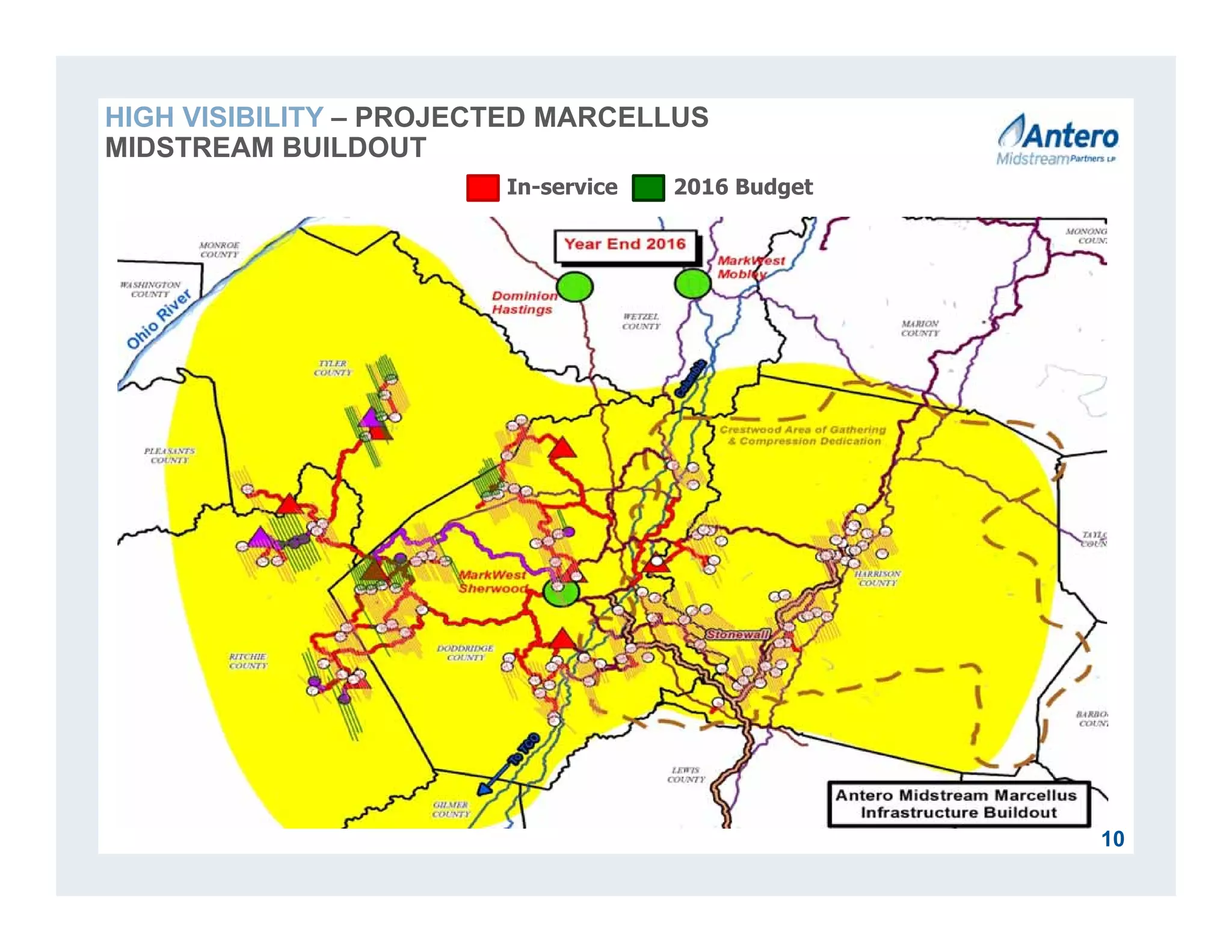 10
In-service 2016 Budget
HIGH VISIBILITY – PROJECTED MARCELLUS
MIDSTREAM BUILDOUT
 