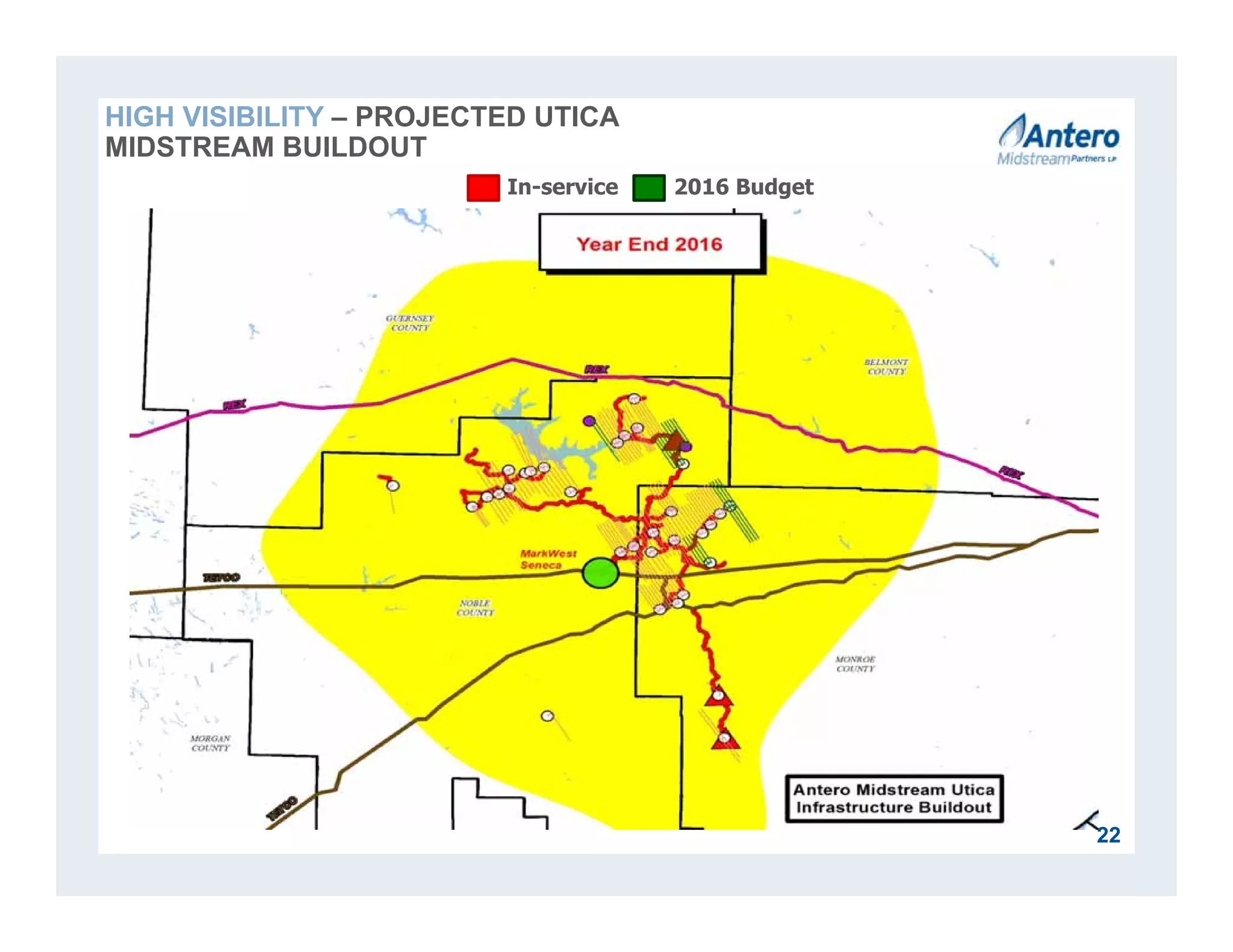 22
In-service 2016 Budget
HIGH VISIBILITY – PROJECTED UTICA
MIDSTREAM BUILDOUT
 