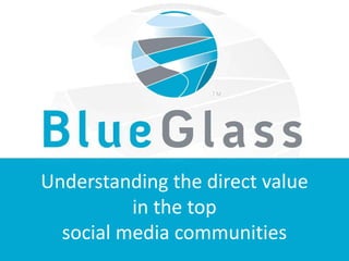 Understanding the direct value
in the top
social media communities
 