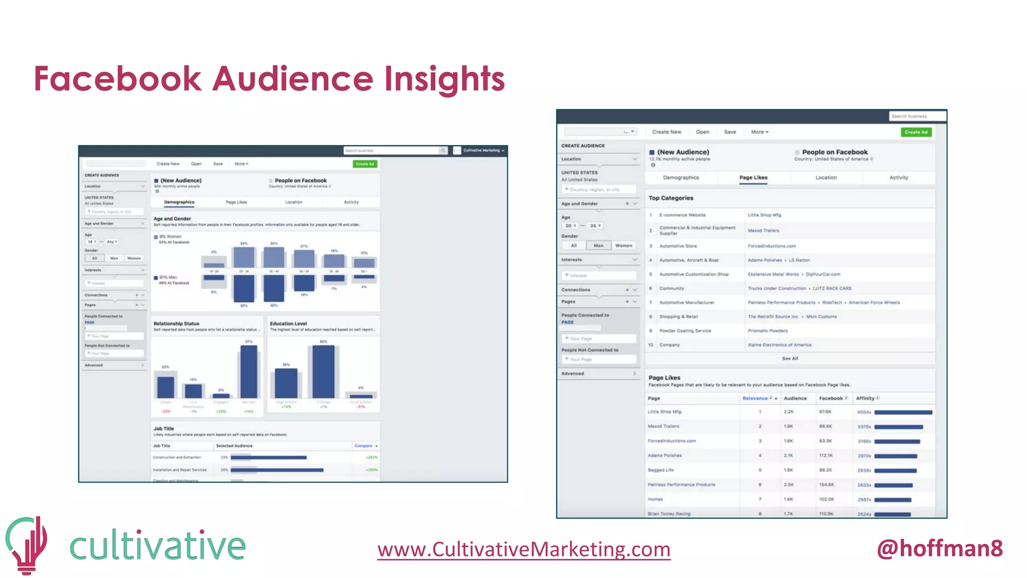 www.CultivativeMarketing.com @hoffman8
Facebook Audience Insights
 