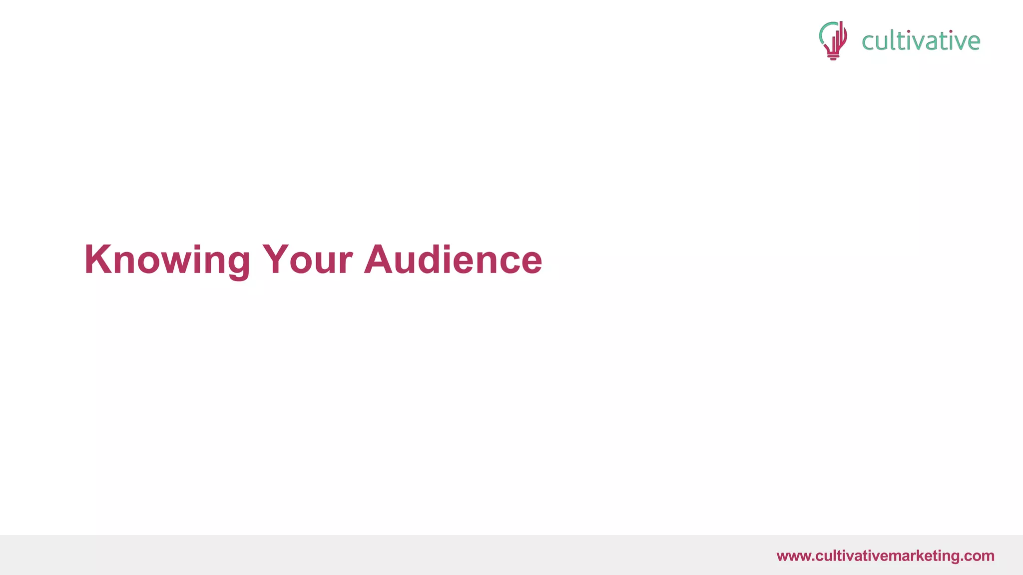 www.CultivativeMarketing.com @hoffman8www.cultivativemarketing.com
Knowing Your Audience
 