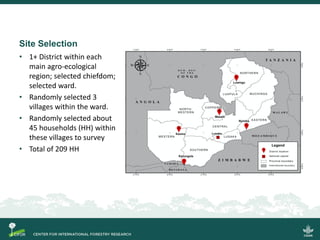 Site Selection
• 1+ District within each
main agro-ecological
region; selected chiefdom;
selected ward.
• Randomly selecte...