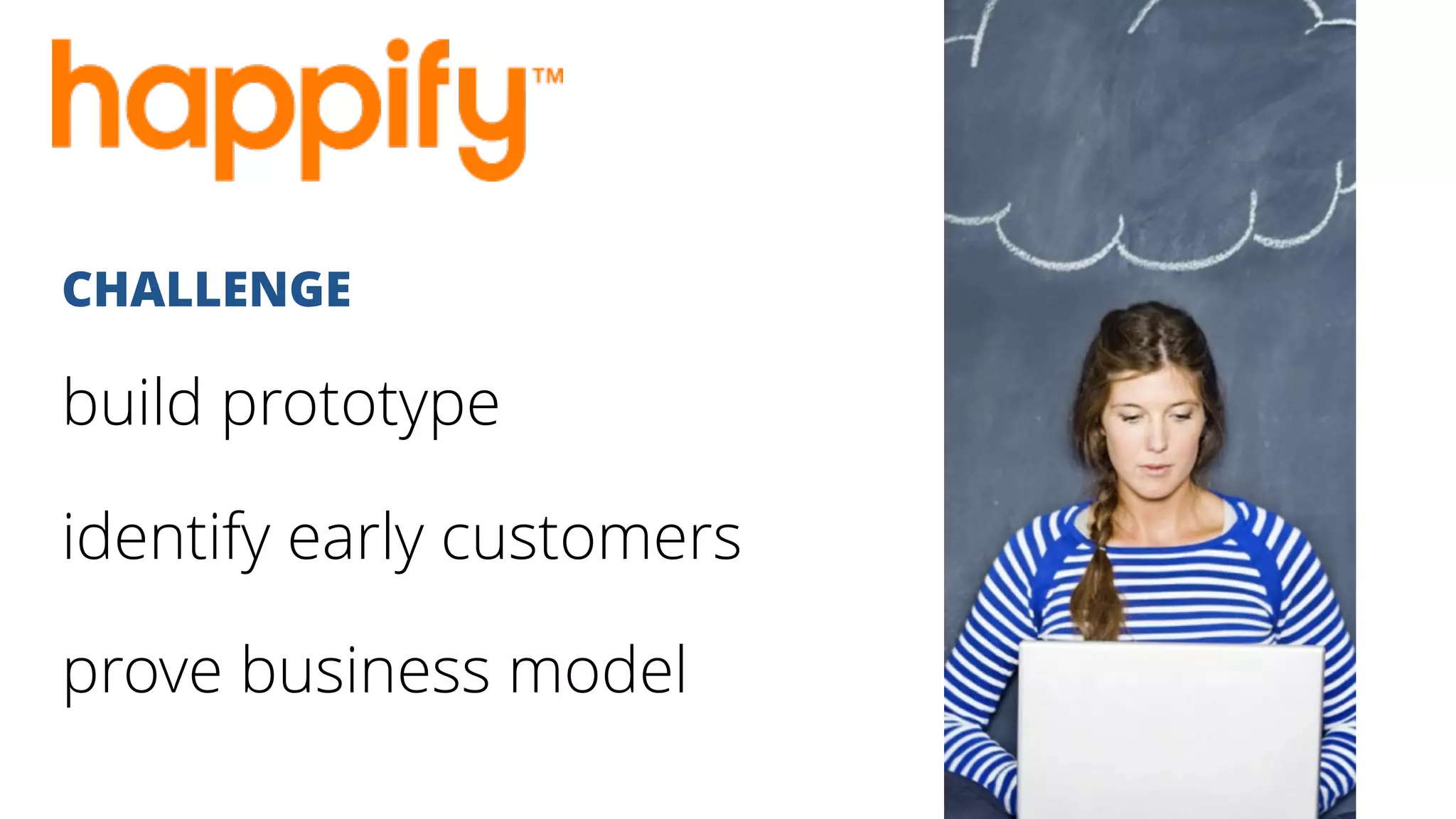 CHALLENGE
build prototype
identify early customers
prove business model
 