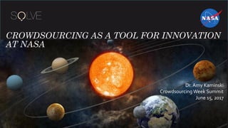 CROWDSOURCING AS A TOOL FOR INNOVATION
AT NASA
1
Dr. Amy Kaminski
Crowdsourcing Week Summit
June 15, 2017
 