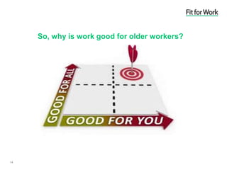 So, why is work good for older workers?
14
 