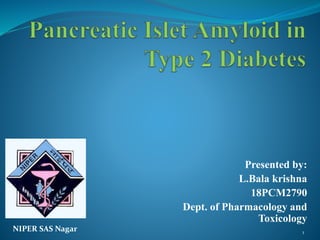 Presented by:
L.Bala krishna
18PCM2790
Dept. of Pharmacology and
Toxicology
1NIPER SAS Nagar
 