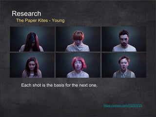 Research

The Paper Kites - Young

Each shot is the basis for the next one.

https://vimeo.com/76253725

 