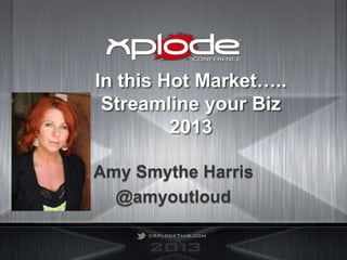 In this Hot Market…..
Streamline your Biz
2013
Amy Smythe Harris
@amyoutloud
 