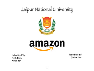 Jaipur National University
Submitted By
Mohit Jain
Submitted To
Asst. Prof.
Vivek Sir
!1
 