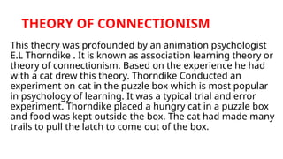 Profounded Learning of Edward thorndike connectionism | PPTX
