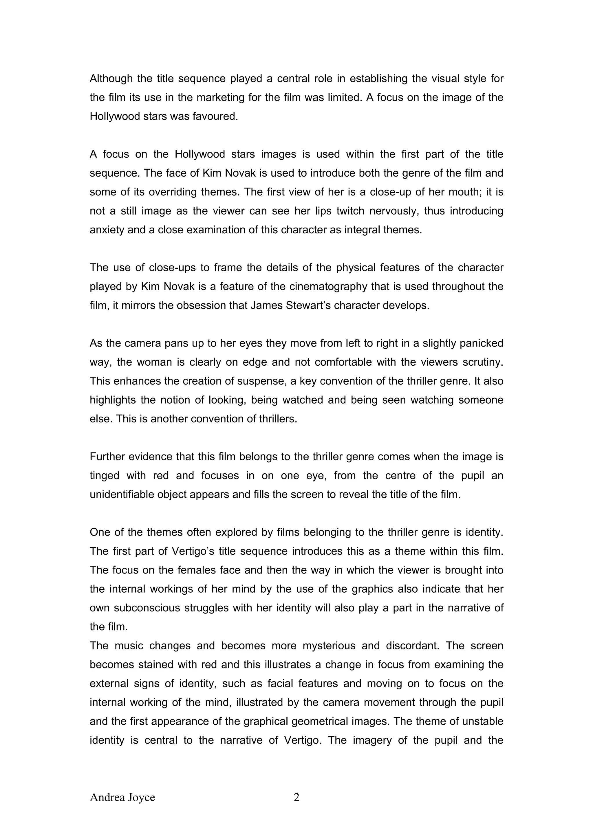 An Analysis Of The Opening Sequence Of Vertigo