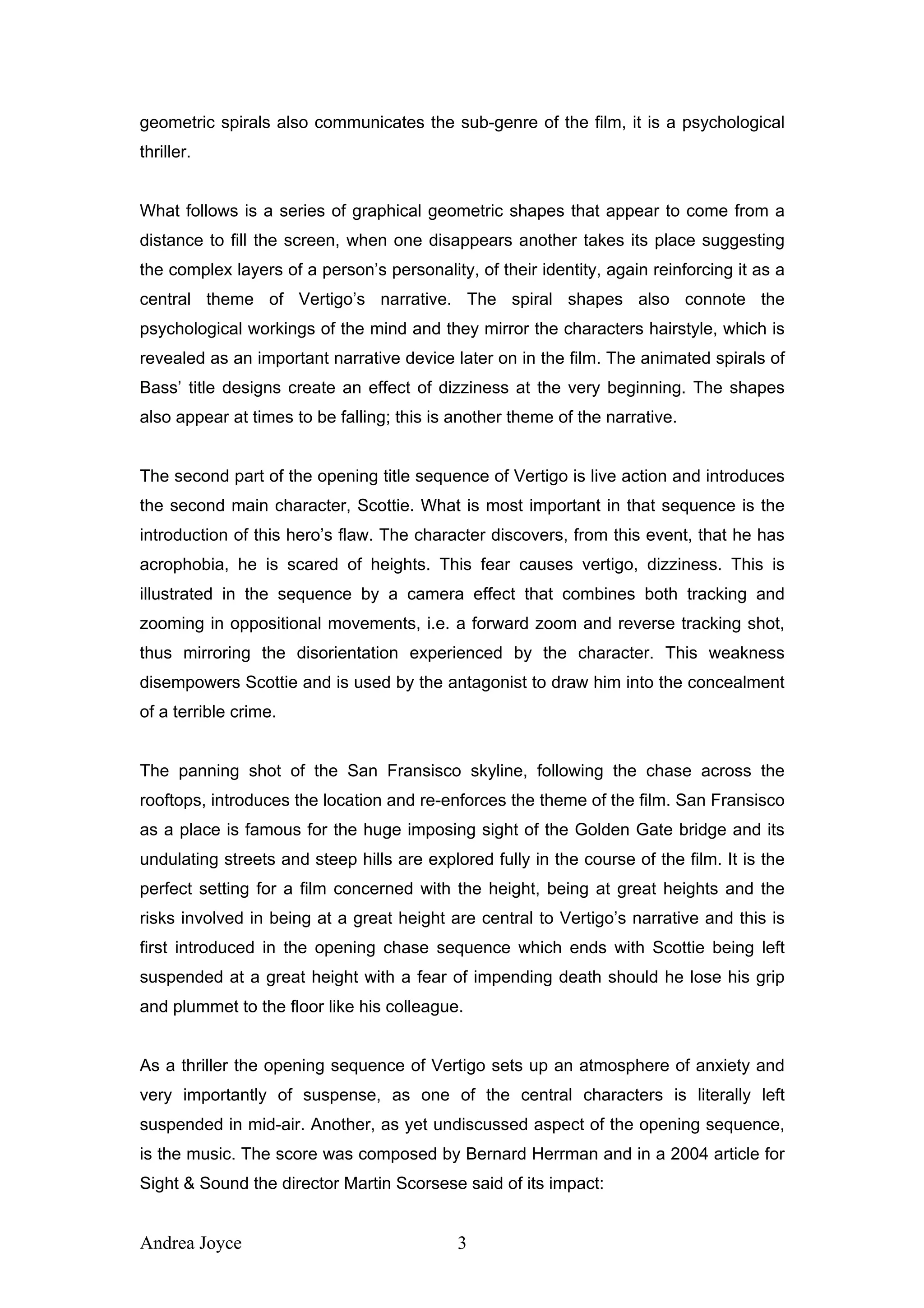 An Analysis Of The Opening Sequence Of Vertigo