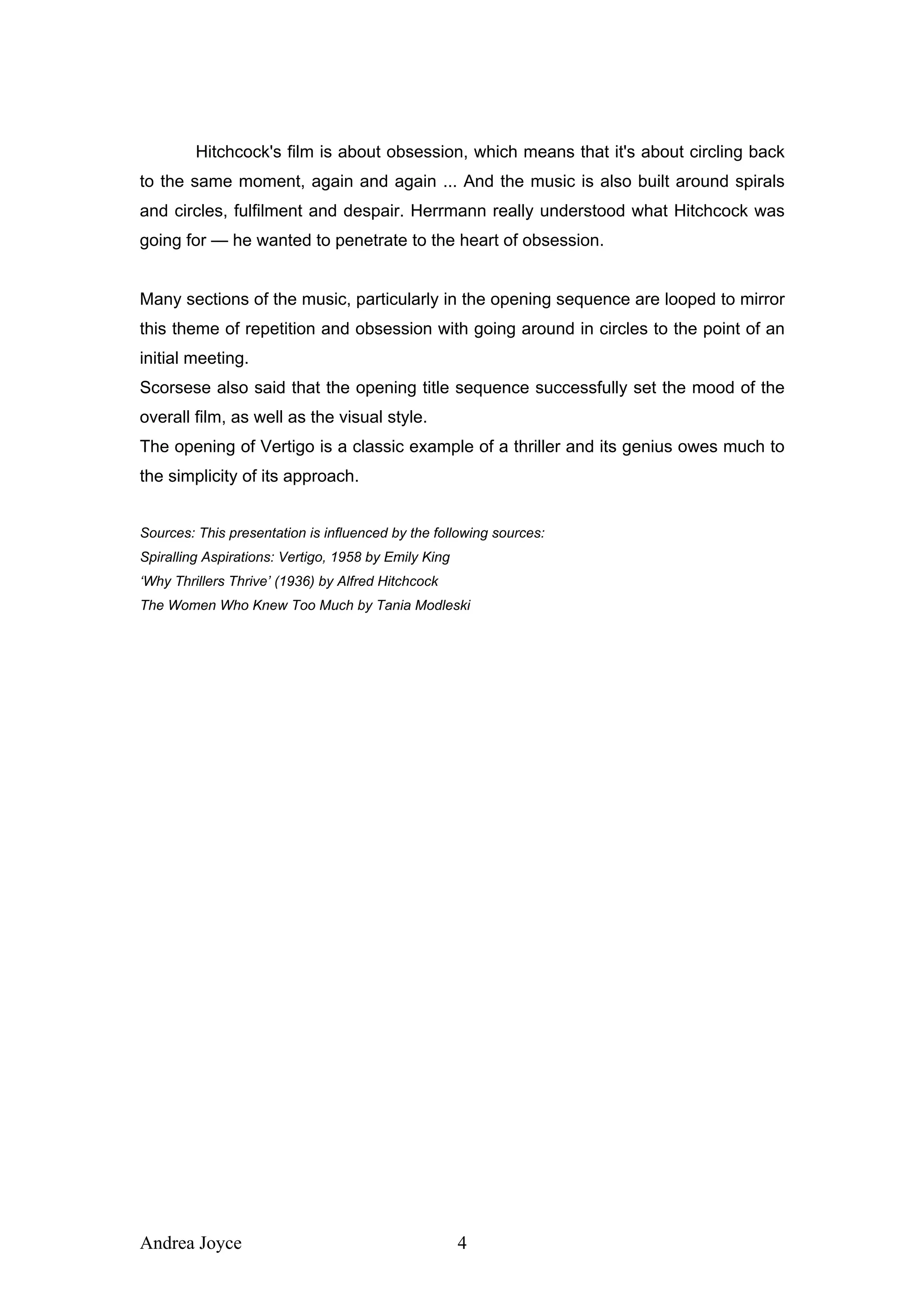 An Analysis Of The Opening Sequence Of Vertigo