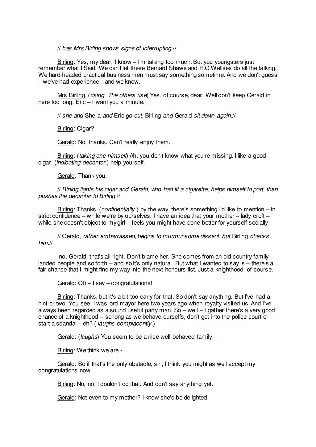 An Inspector Calls Act 1 Year 10