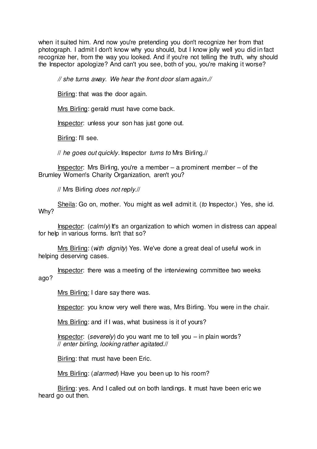 An Inspector Calls Act 2 Year 10