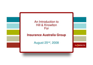 An Introduction to
     Hill & Knowlton
            For

Insurance Australia Group

    August 25nd, 2008
 