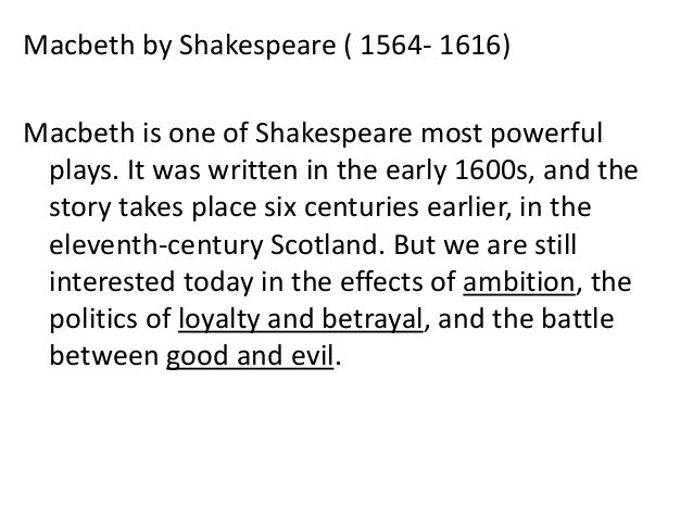 an introduction to macbeth macbeth introduction