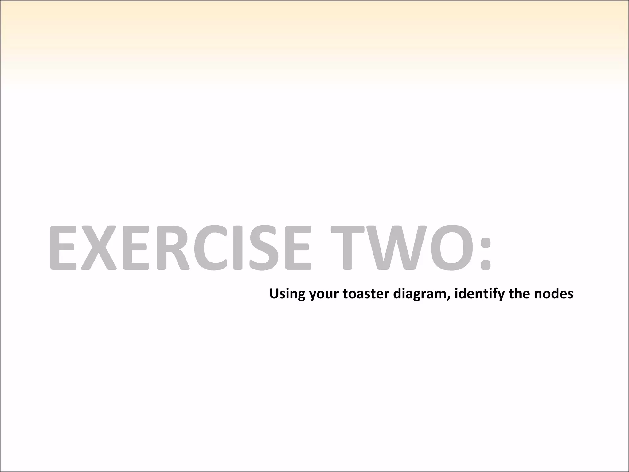 EXERCISE TWO: Using your toaster diagram, identify the nodes 