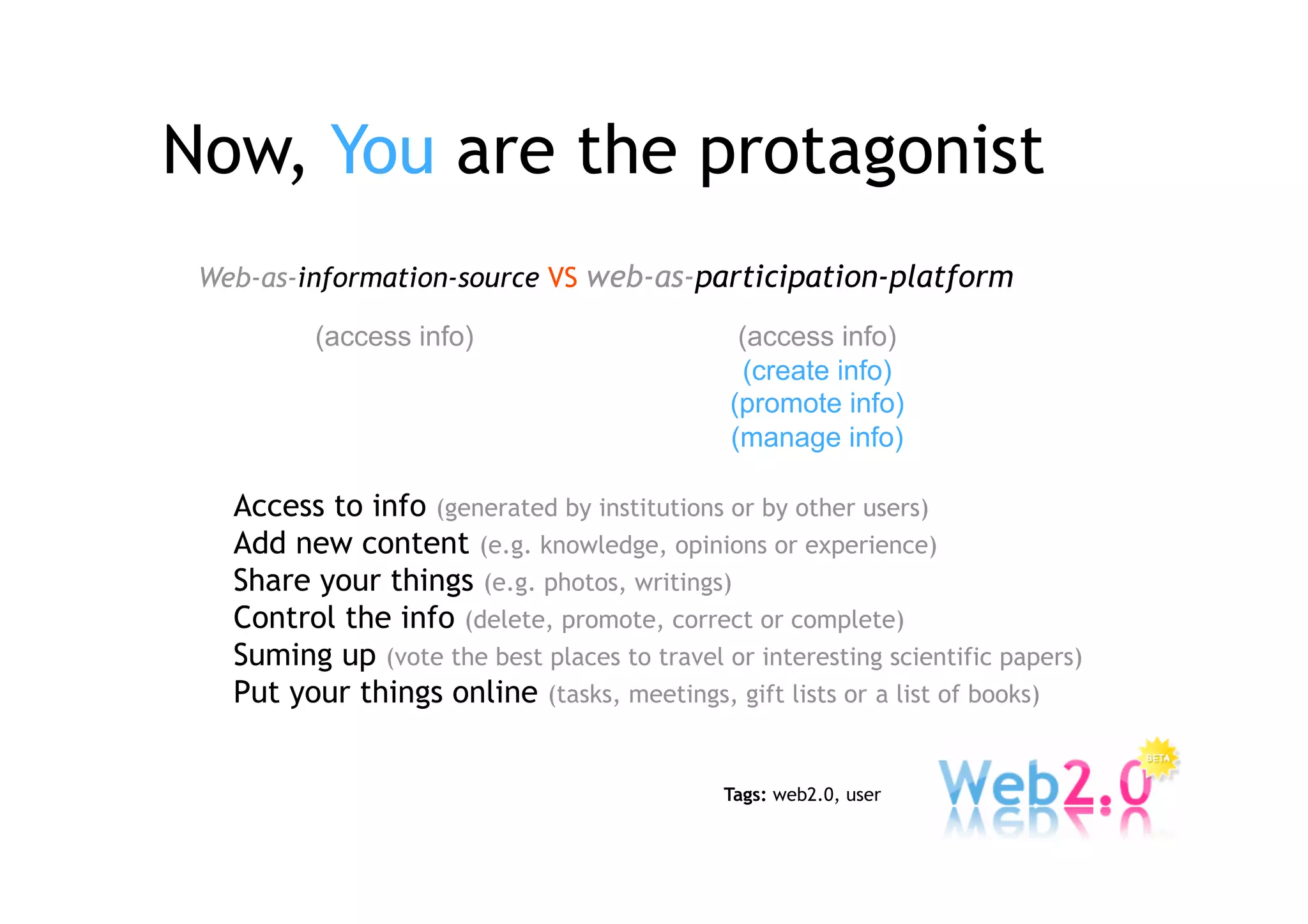 An introduction to Web 2.0: The User Role