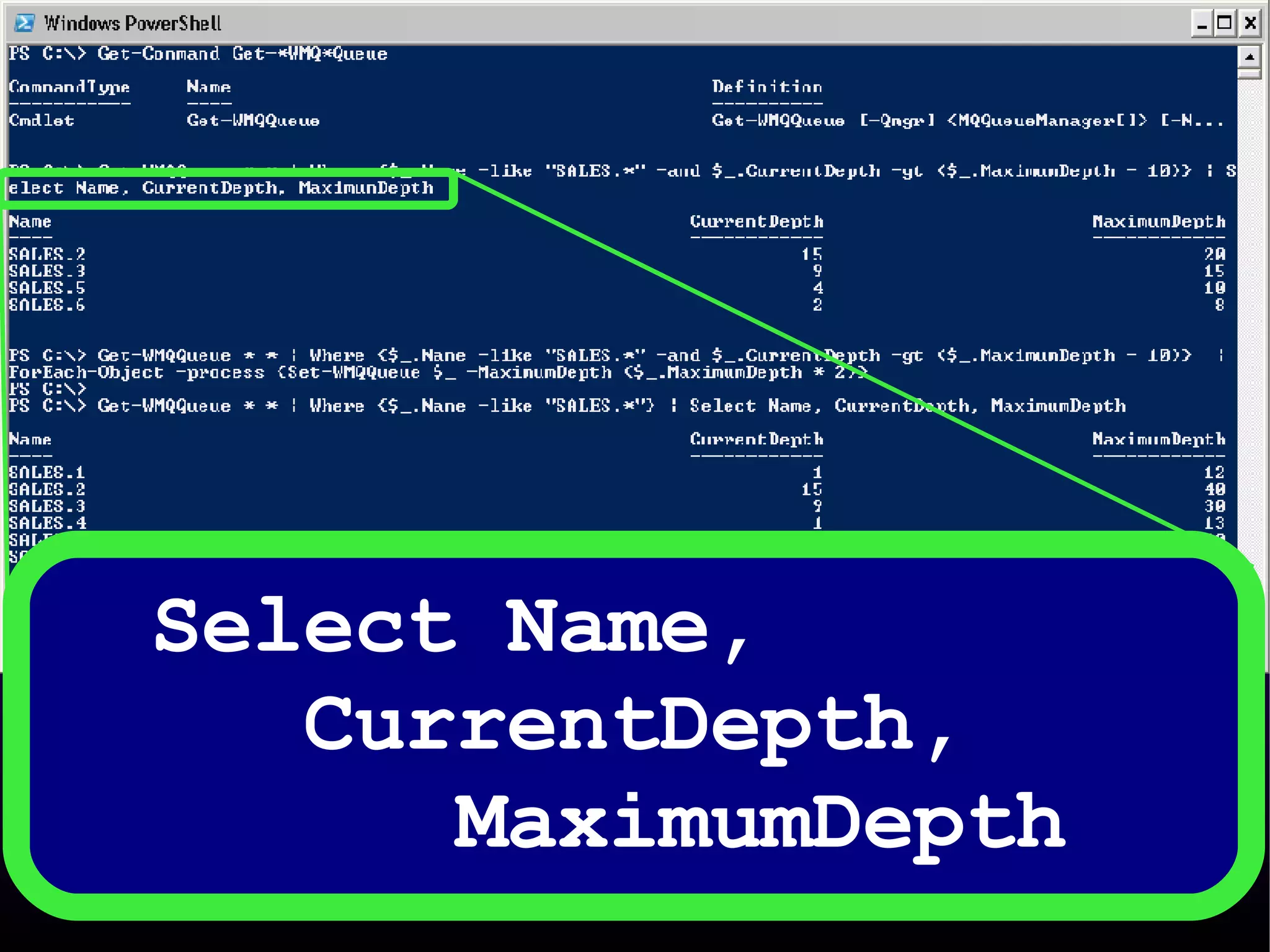 Select Name,  CurrentDepth,  MaximumDepth 