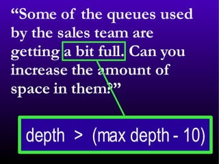 “ Some of the queues used by the sales team are getting a bit full. Can you increase the amount of space in them?” 
