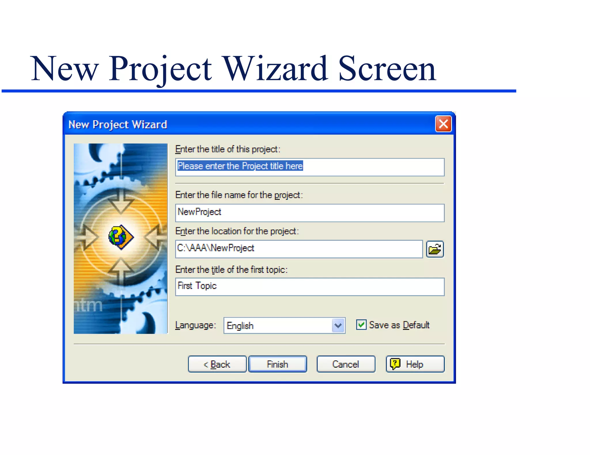 New Project Wizard Screen 