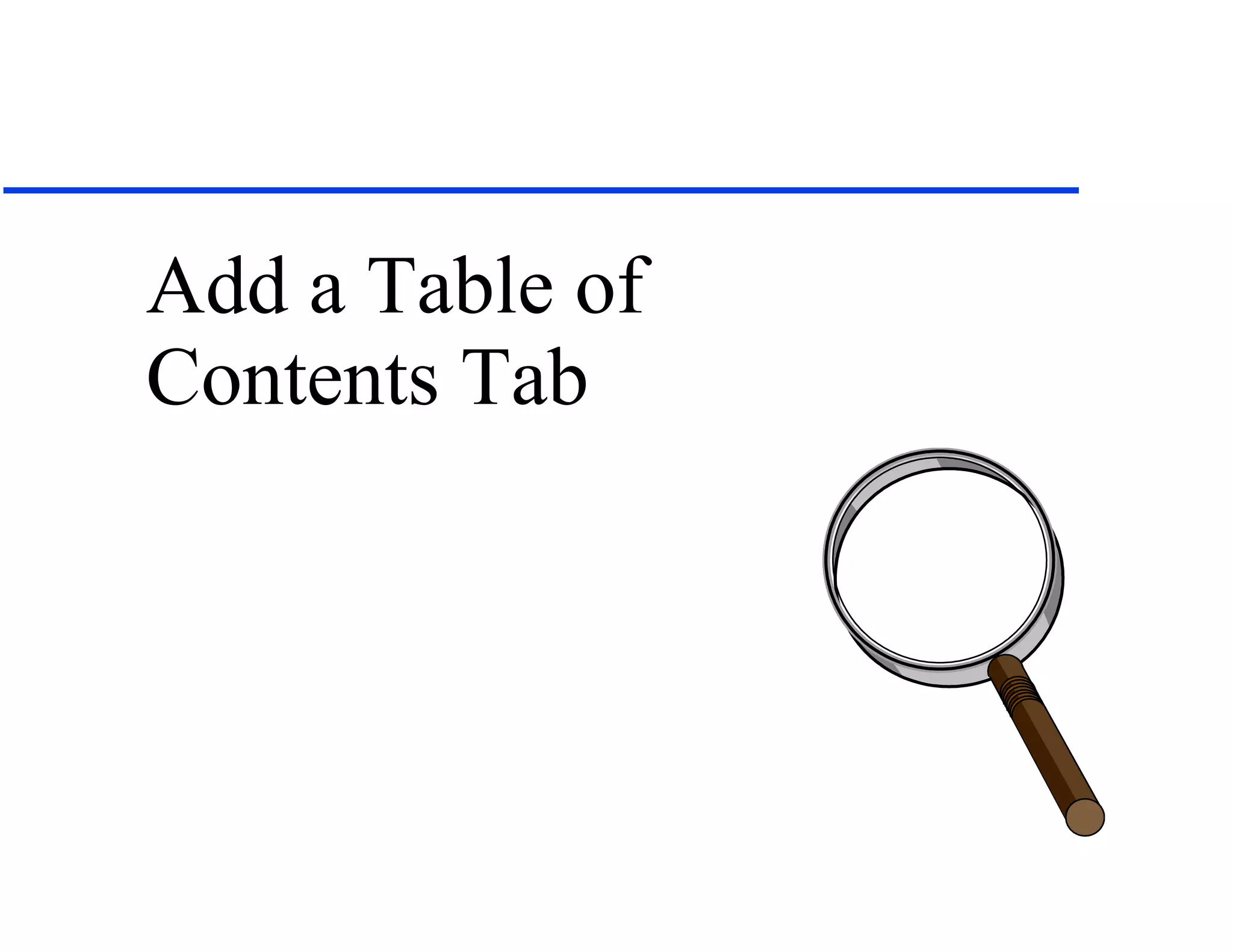 Add a Table of Contents Tab 