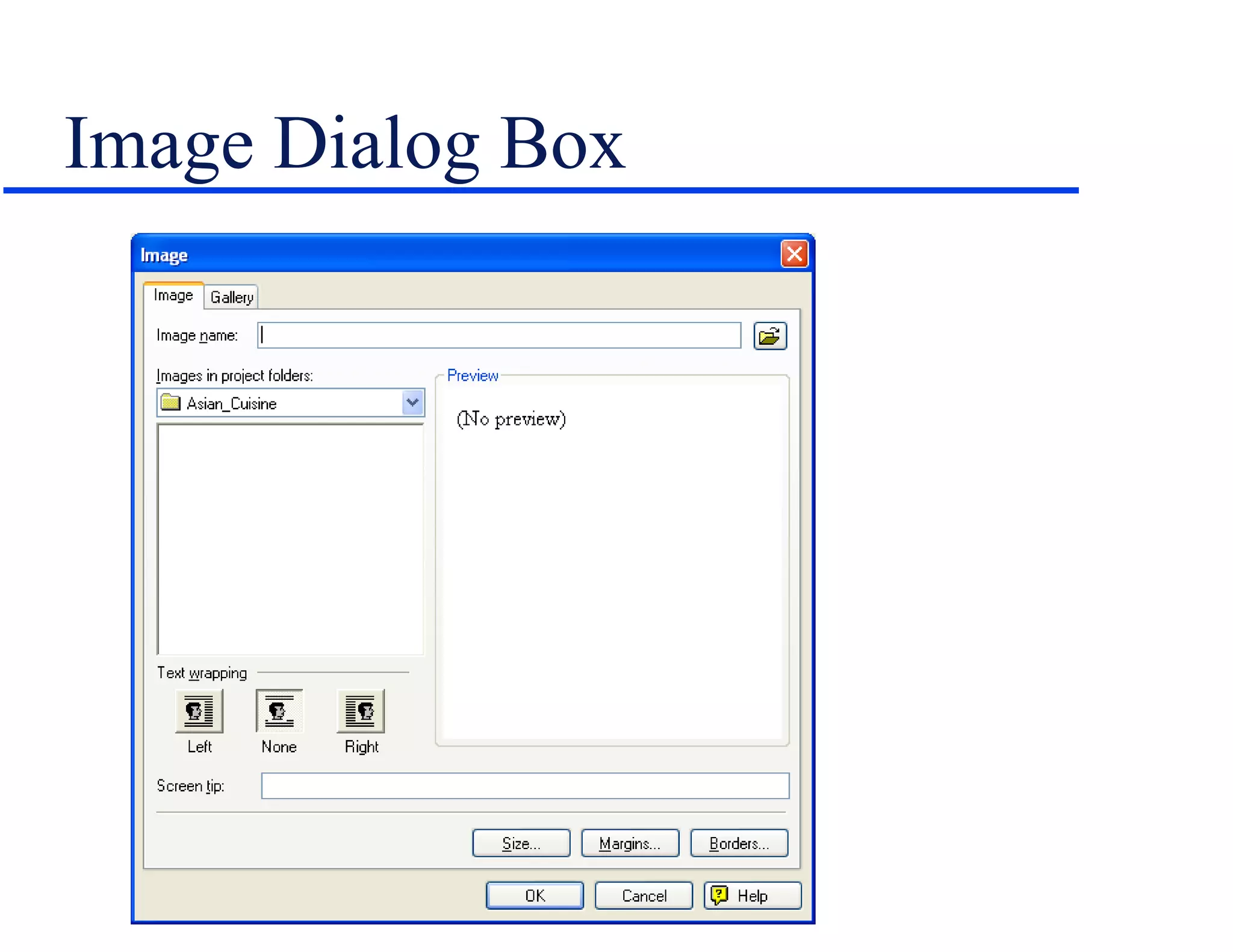 Image Dialog Box 