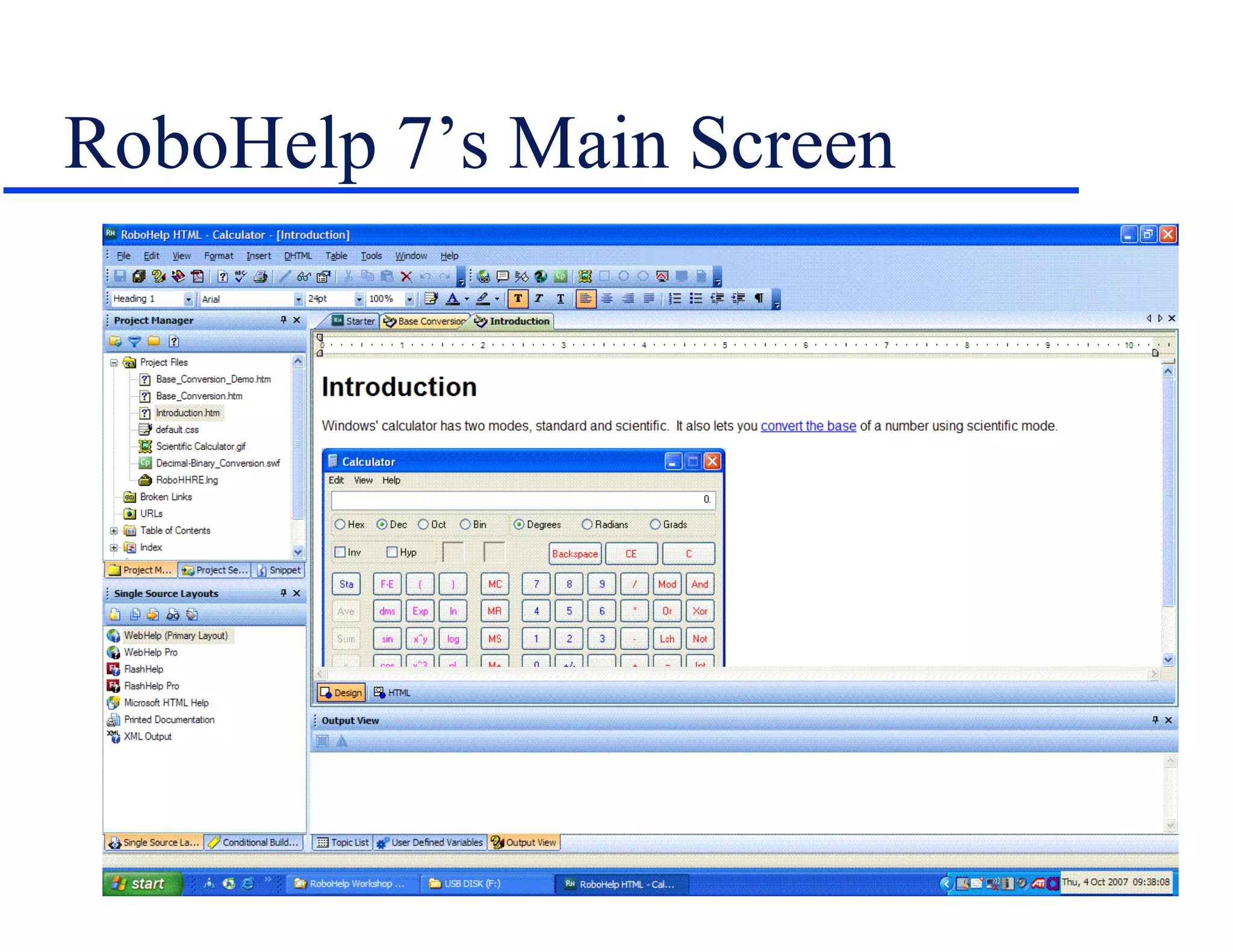 RoboHelp 7’s Main Screen 