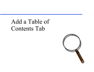 Add a Table of Contents Tab 