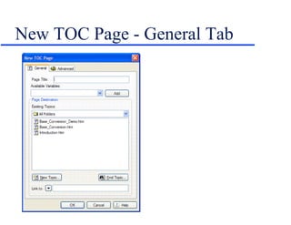 New TOC Page - General Tab 